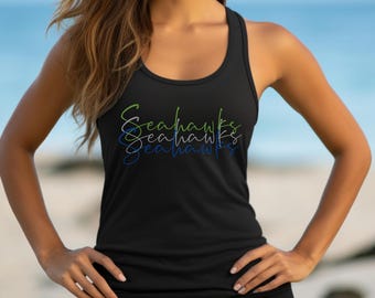 Football Fan Seahawks Racerback Tank Top | Go Hawks Tank Top| Women's Tank Top | Gift for Her | Seahawks Fan gift | Seahawks Apparel