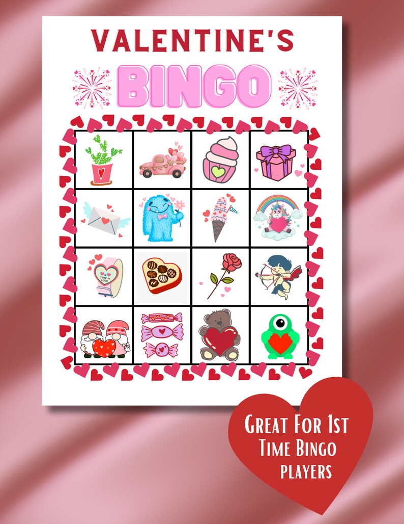 Valentine's Day BINGO/ 4x4 or 5x5 Game cards image 4