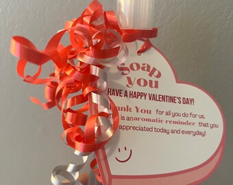 Valentine's Day gift tag, Soap gift tag, Valentine's gift tag for teacher or friend, Gift Tags for Valentine's Day.