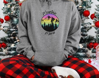 Mountain Mama Vintage Sunset Hoodie| Gift for Mom | New Mom Gift | Christmas for gift for Mom.