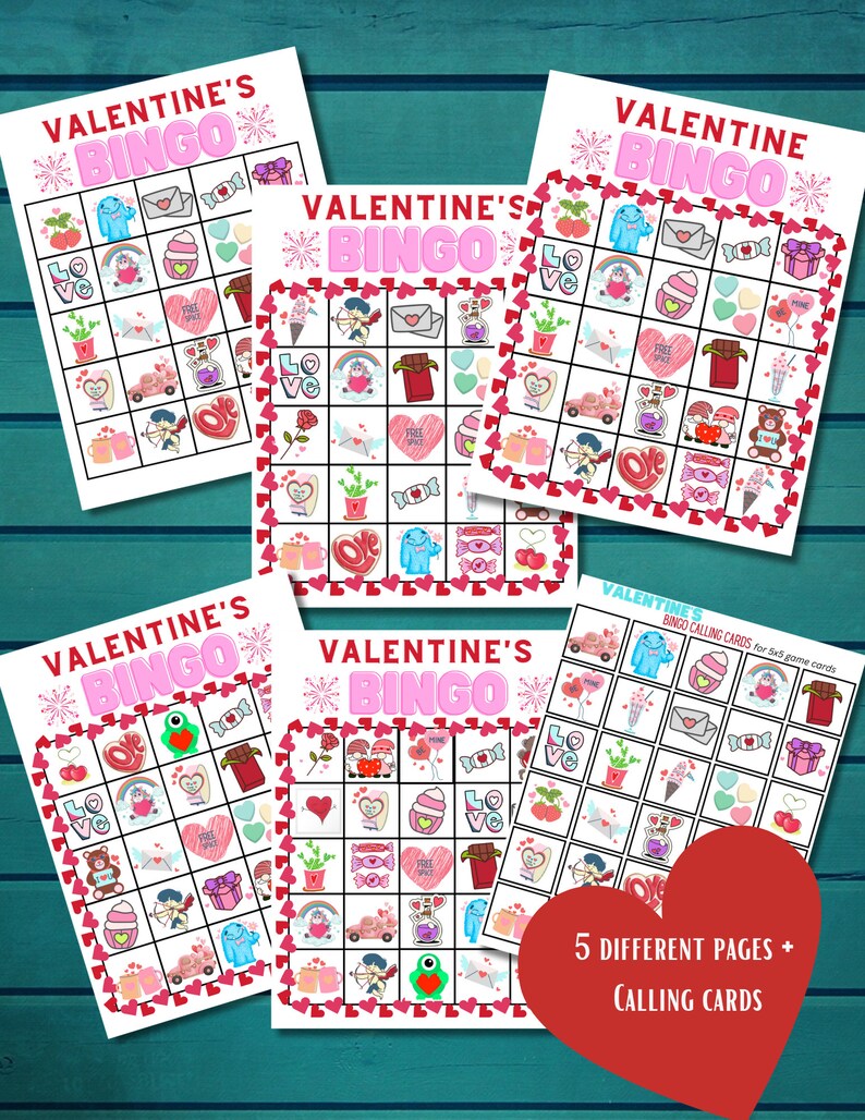 Valentine's Day BINGO/ 4x4 or 5x5 Game cards image 1