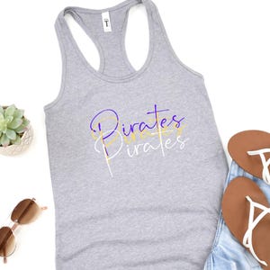 Pirates Racerback Tank Top | Purple and Gold | Women&#39;s Tank Top | Gift for Her |