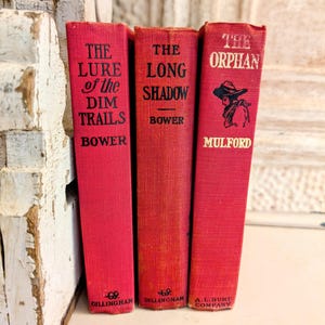 Antique Red Cowboy Book Set      1900s Western Novels