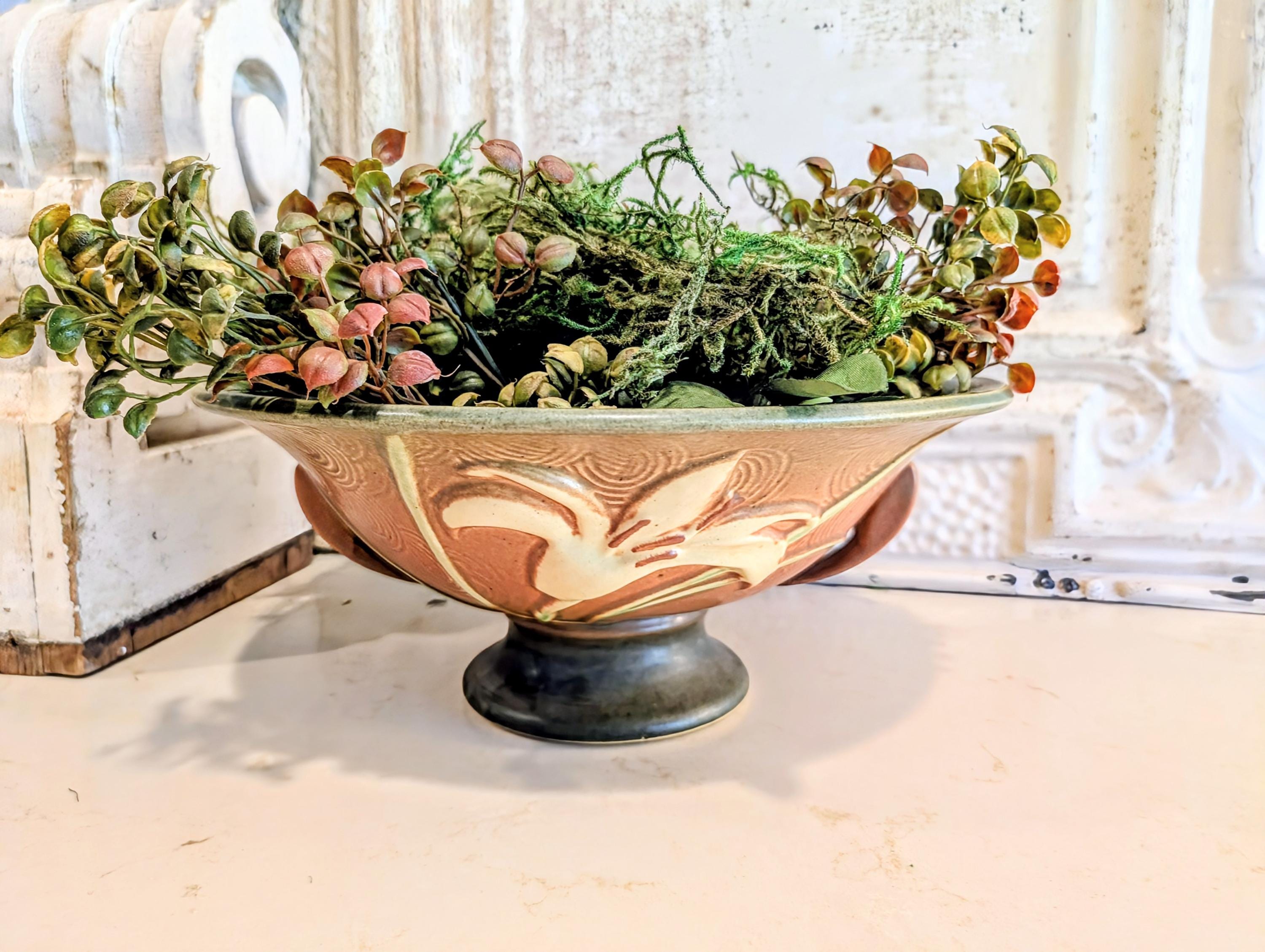 Antique Green Pottery Bowl - Etsy