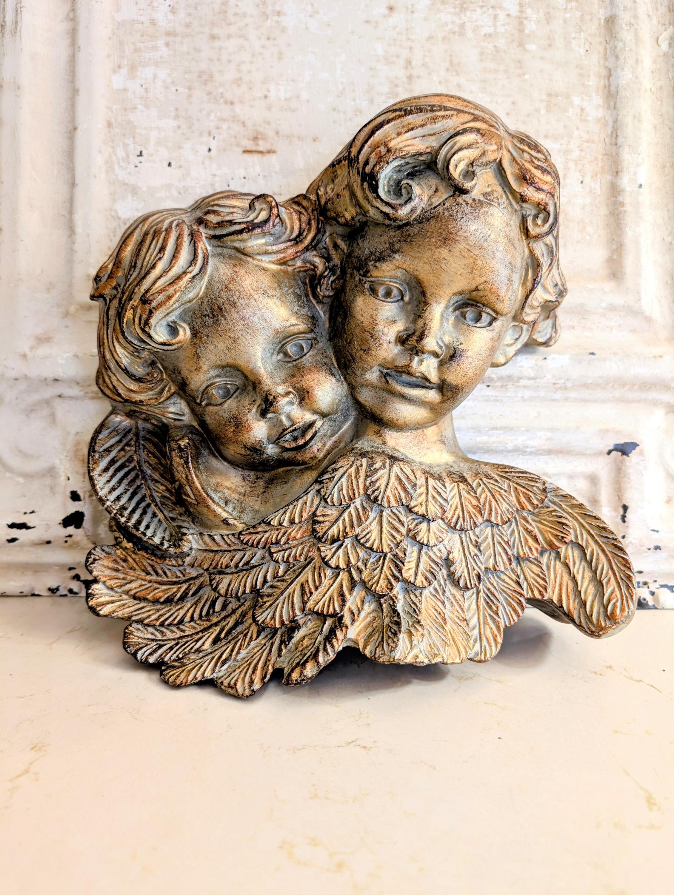 イタリア アンティーク エンジェル 天使 木製 壁掛け ハープ 木彫り ケルブ イタリア アンティーク エンジェル 天使 木製 壁掛け ハープ 木彫り