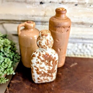 Vintage Stoneware Bottle Set    I    Tiny Vases   I   Neutral Home Decor   I   Liquor Bottles  I   Miniature Primitives