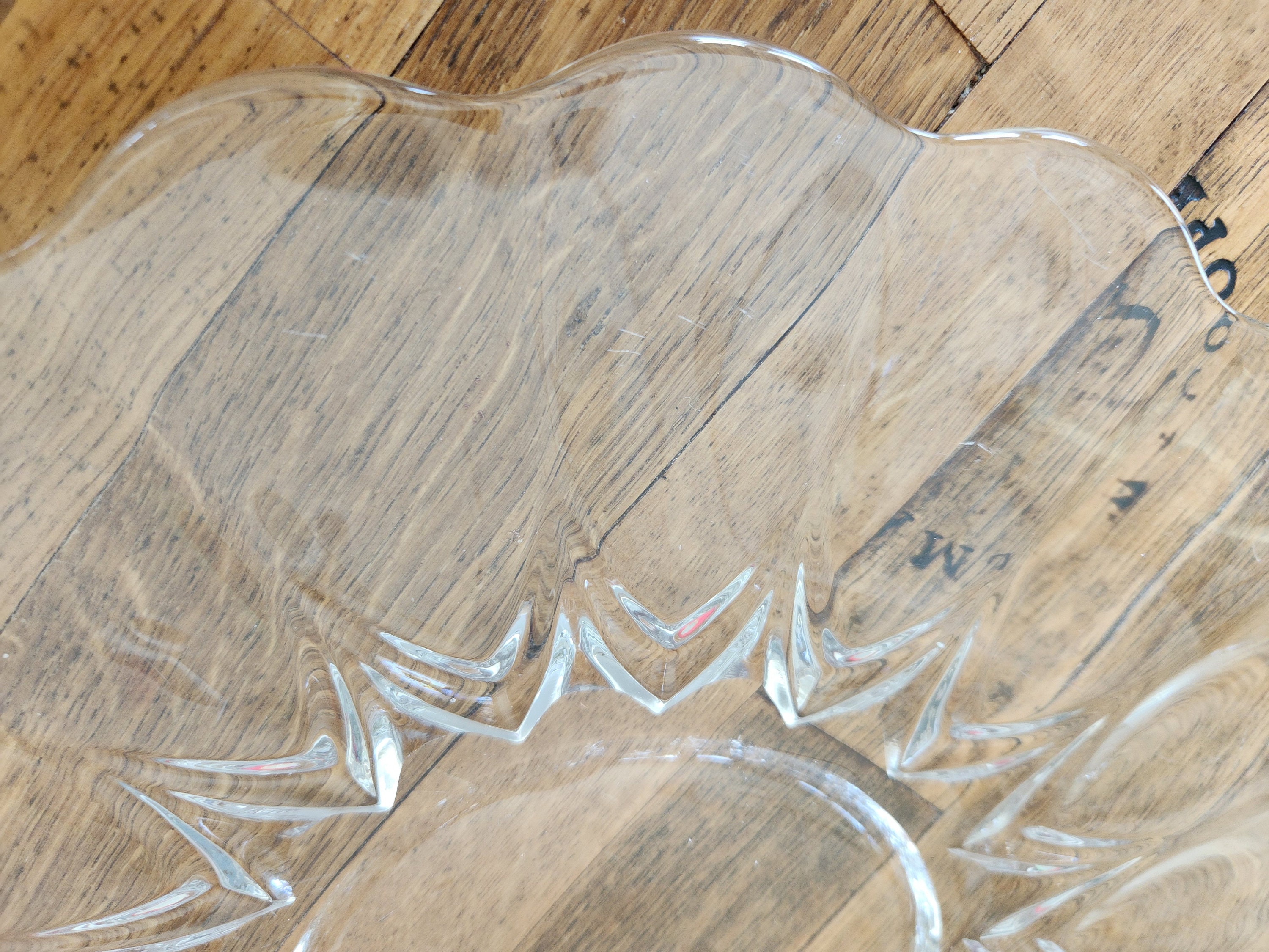 Vintage Large Glass Ruffled Fluted Edge Glass Serving Platter Etsy