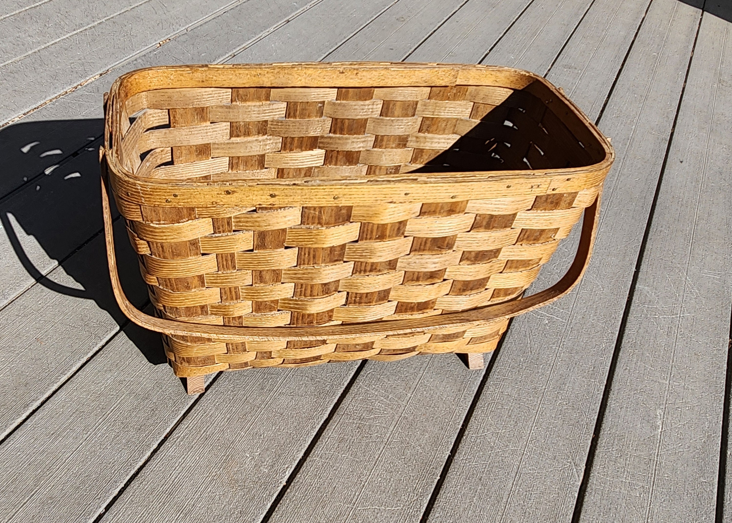 木製バスケット（持ち手付き）　Basketville Basketville baskets - Etsy 日本