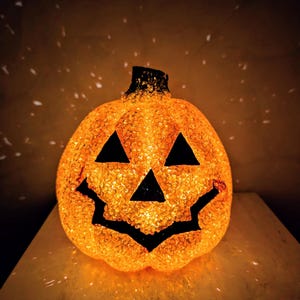 Vintage Halloween Decor   Pumpkin Light    Sparkly Jelly Collectible Pumpkin    6 Inches Tall
