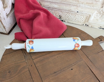 Antique Harker Pottery Rolling Pin  I    Apple and Pear Ornamentation