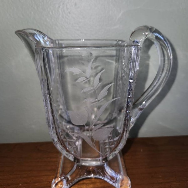 Footed Glass Pitcher Etsy