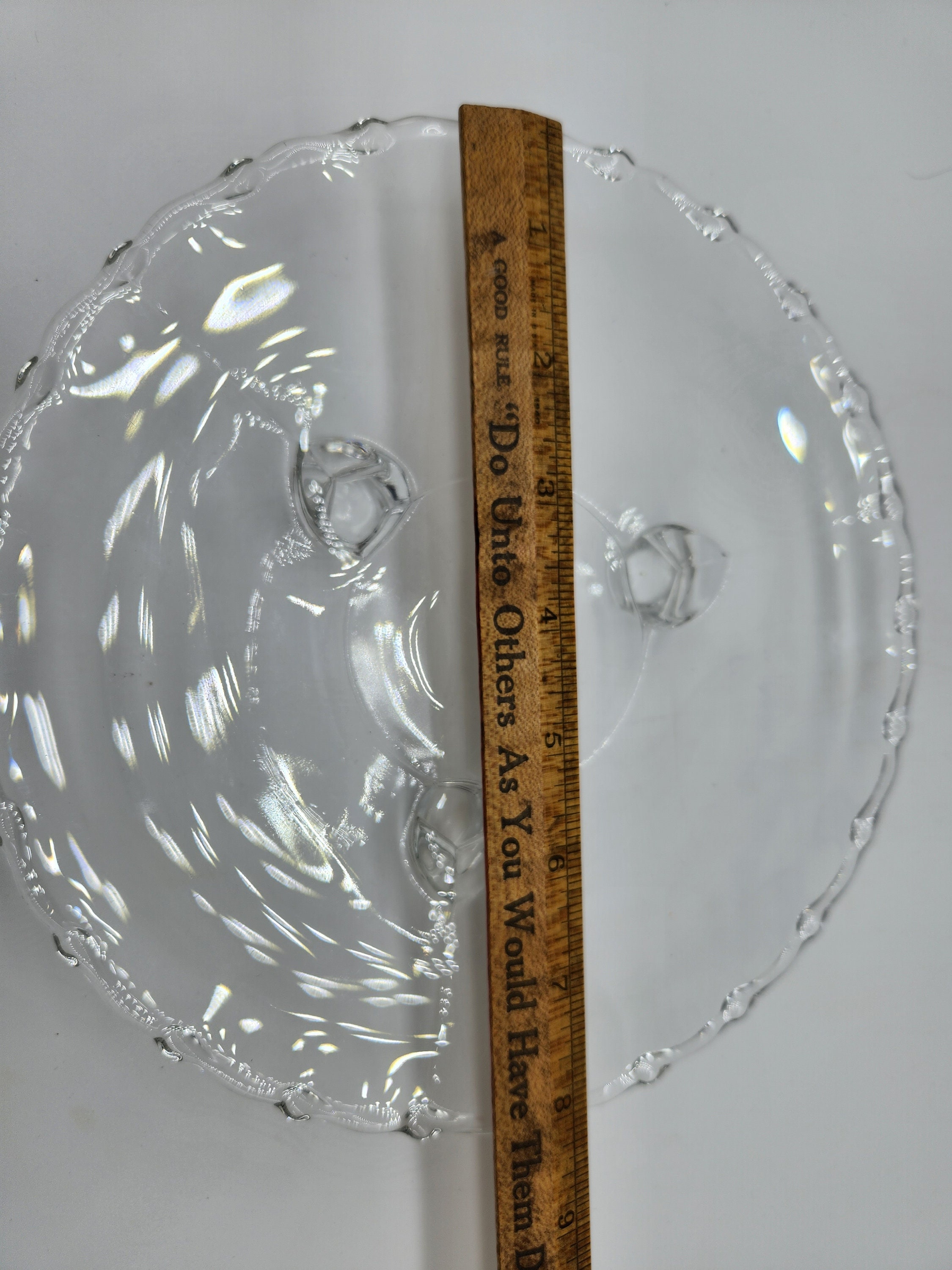 Vintage Large Glass Ruffled Fluted Edge Glass Serving Platter Etsy