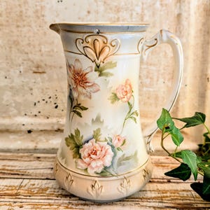 Victorian Syrup Pitcher with Hanley Pewter Lid    I   Antique Water Jug   I   Crownford Ware England