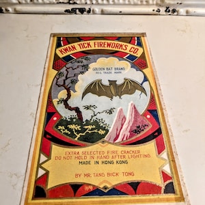 Vintage Firecracker Label Goldene Fledermaus Marke Kleine Poster Size
