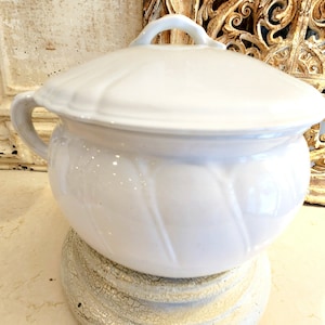 Late 1800s Ironstone Chamber Pot, KT&K Florida Pattern, Swirl Base