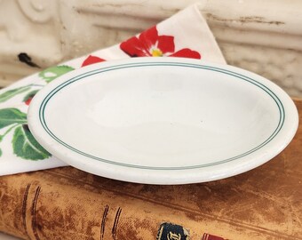 Vintage Ironstone Soap Dish   I   Thick and Chunky Ironstone   I    Restaurantware   I   Green Trim Ironstone   I   Shenango China