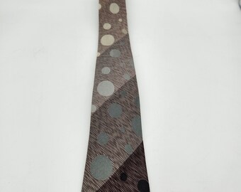 Vintage Skinny Necktie    I    Madmen MCM Tie   I     Taupe, Brown, Gray  I   Silk Blend