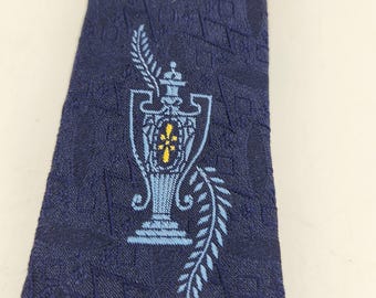 Vintage Necktie   I   Silk   I    Madmen MCM Necktie   I   Navy Blue Textured Necktie
