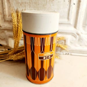 Vintage Thermoskanne MCM Retro Orange und Braun Herbst Dekor Tailgating