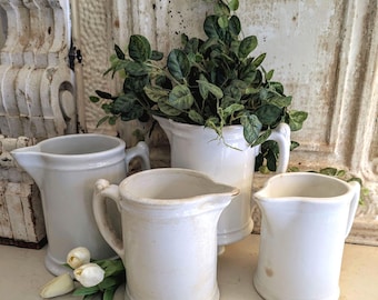 Antique Ironstone Milk Pitcher  I    Thick and Chunky