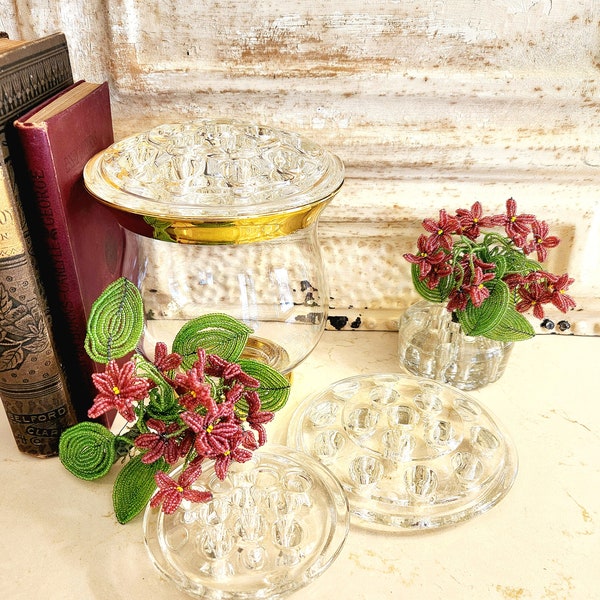 Vintage Flower Frog   I   Dome Topped Glass Flower Frogs   I   Choice