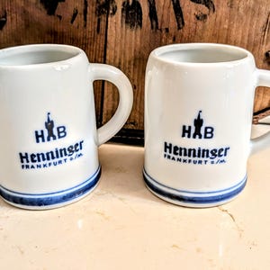 Vintage Beer Mugs  I   German   I    Beer Flight  I    Beer Sampling Glasses  I   Henninger Beer Frankfurt Germany