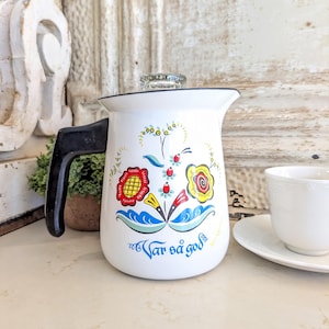 Vintage Scandinavian Enamel Coffee Pot  I   Berggren