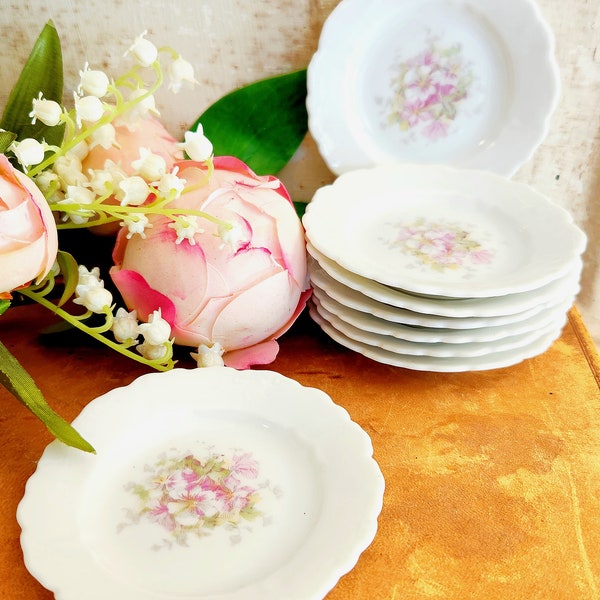 Antique Butter Pats  I   1898 - 1918   I   Delicate Pink Floral   I   Scalloped Butter Pats   I   Perfect Condition