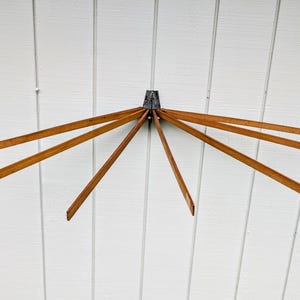 Vintage Wooden Wall Mounted, Hanging Drying Rack with Zinc Metal and Hook Mechanism, 8 arms, Primitive Decor