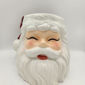 Vintage Santa container  I   Planter   I   Utensil Storage   I  Beautiful Crazing