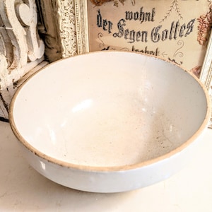 HUGE Antique 13&quot; Stoneware Bowl    I     PERFECT Condition Crock Bowl   I   Salt Glazed    I   Vintage Mixing Bowl   I   Farmhouse Decor