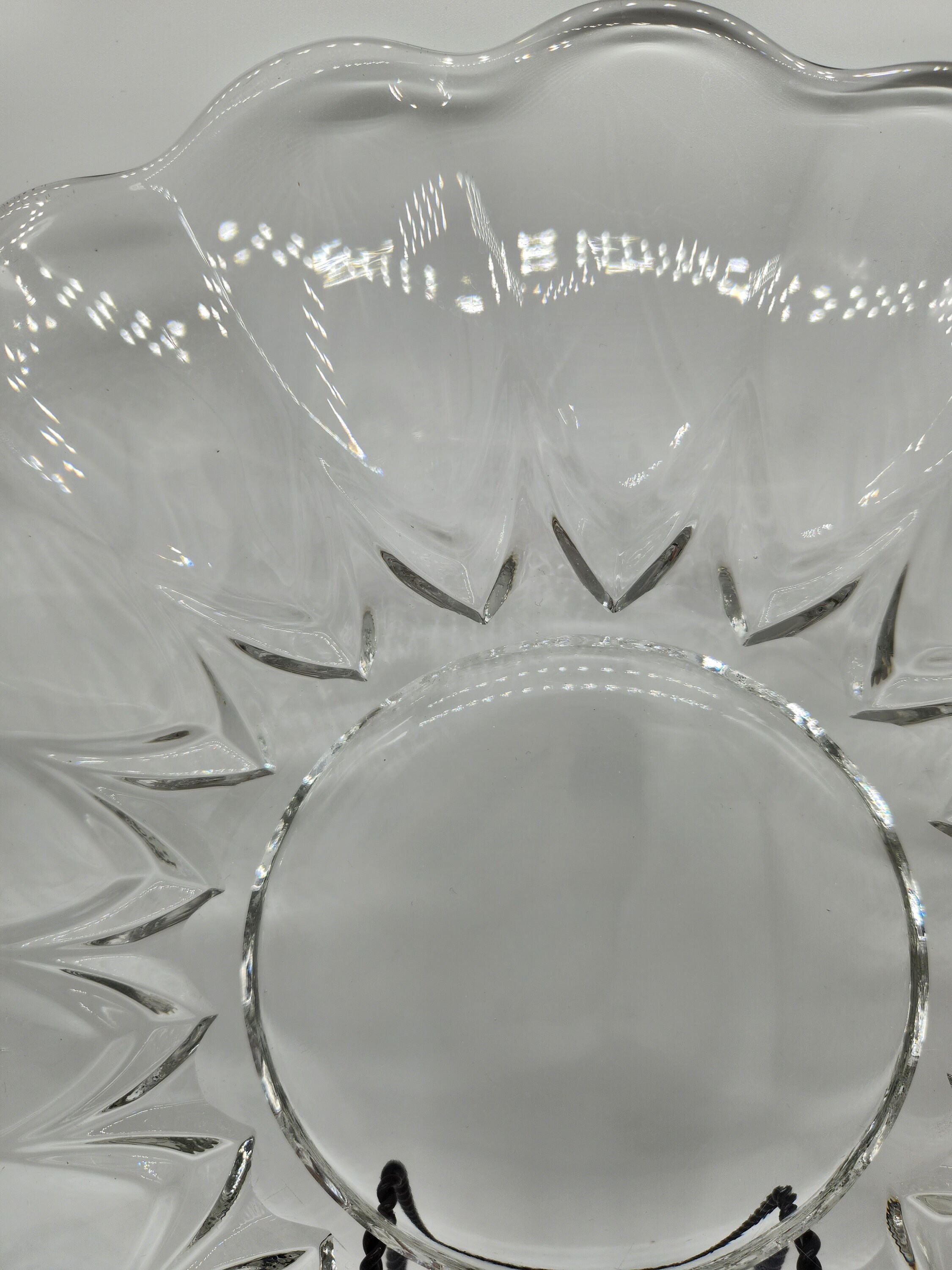 Vintage Large Glass Ruffled Fluted Edge Glass Serving Platter Etsy