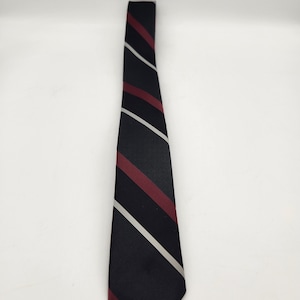 Vintage Skinny Necktie    I    Madmen MCM Tie    I     Black, Burgundy and Gray Diagonal Striped