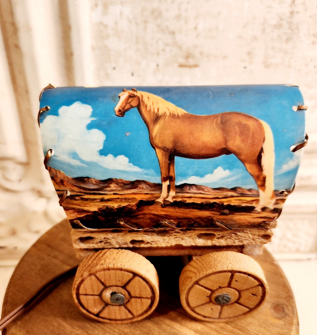 Vintage Night Light I Horses and Stagecoach or Covered Wagon I Cholia ...
