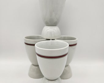 Vintage ironstone egg cups, set of four, Made in England, like Grindley; double egg cups