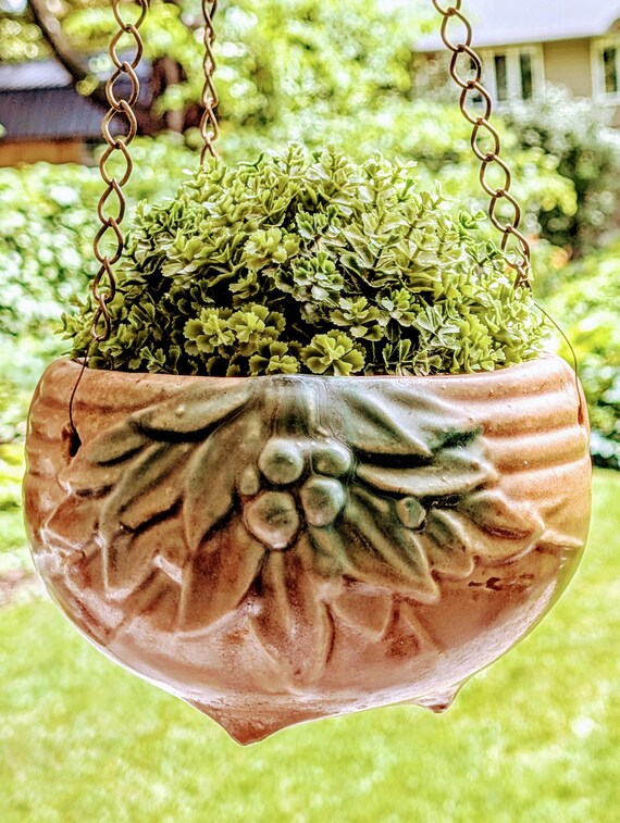 Vintage Mccoy 1930's Hanging Planter Embossed Leaves Berries - Etsy Canada