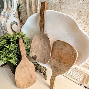 Antique Primitive Utensils   I   Hand Carved Wood   I  Butter Paddles