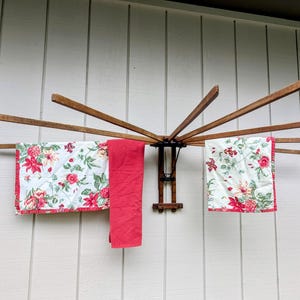 Antique Hanging, Wall Mounted Drying Rack    Wood and Cast Iron   AMERICAN Brand   Primitive Kitchen or Laundry Room     8 Arms