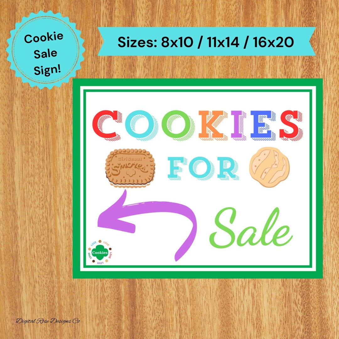 Cookies for Sale Sign/ Girl Scout Cookie Booth Sign/ Cookie for Sale Printable Sign/ Girl Scout