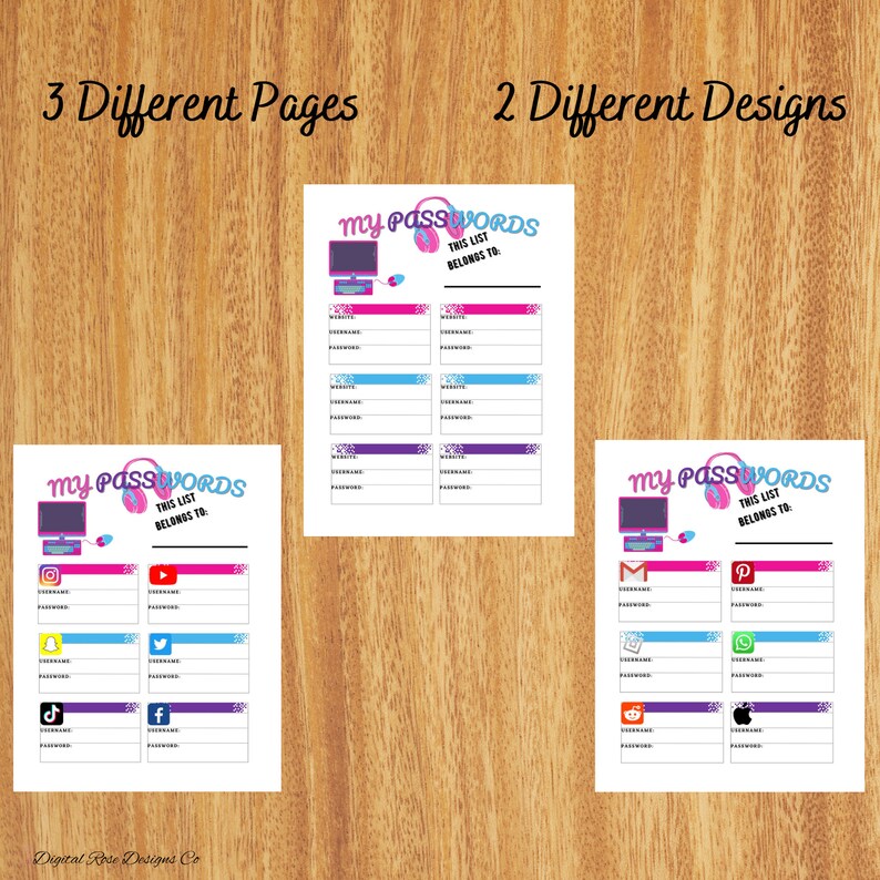 Password Tracker for Kids/ Password List for Girls/ Password Logbook ...