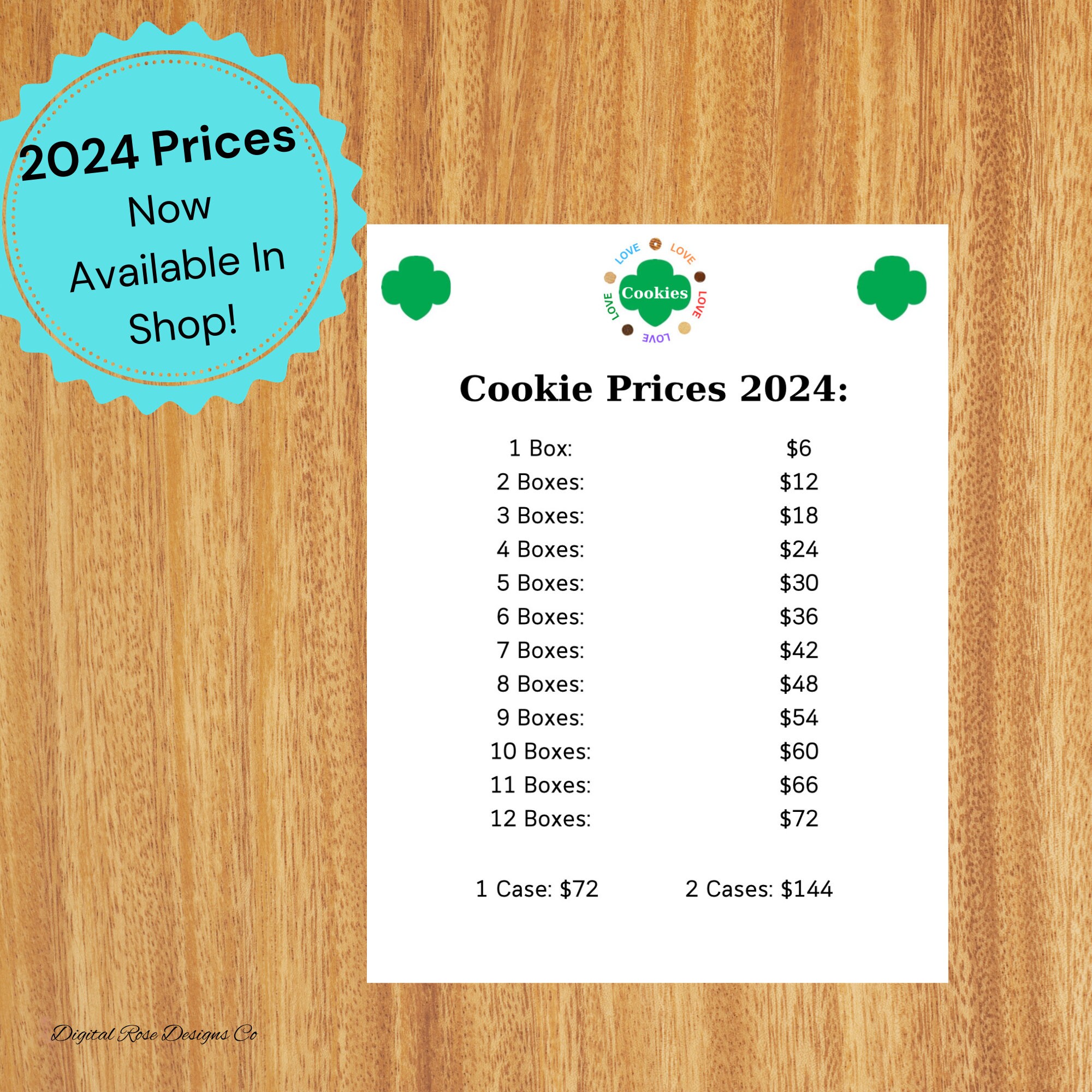 2024 Girl Scout Cookie Prices for Cookie Booth/ Girl Scout Cookie Booth/ Girl Scout Cookie