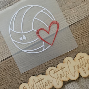Volleyball decal personalized with player number, Volleyball car decal, volleyball with heart, drinking cup decal, car decal, sports decal