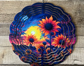 Sunflower wind spinner, 8 inch wind spinner, wind spinner, flower wind spinner, garden wind spinner , colorful wind spinner, garden decor.