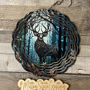 Deer 8 inch wind spinner, 8in wind spinner, Deer in a forest wind spinner, wind spinner, garden wind spinner, garden decor,