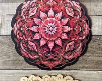 Pink mandala 8 inch wind spinner, 8in wind spinner, mandala, garden wind spinner, outdoor decor
