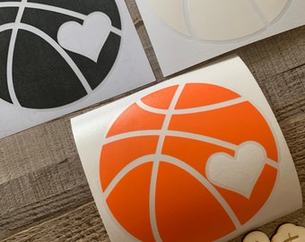 Basketball decal, basketball with heart cutout decal, basketball sticker, basketball car decal, basketball gift