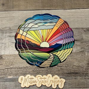 Sunrise 8 inch wind spinner, sunrise wind spinner, colorful wind spinner, wind spinner, garden wind spinner, garden decor,
