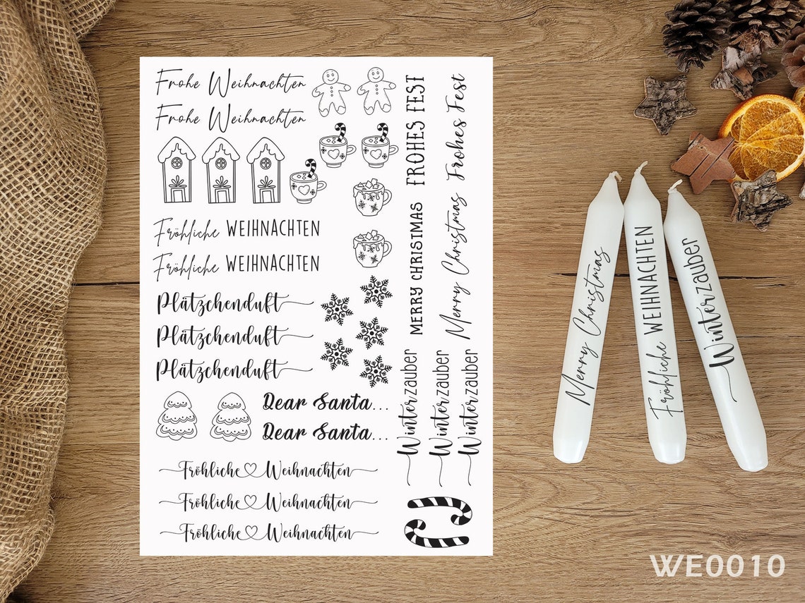 Kerzenfolie für Weihnachten Wasserschiebefolie Tattoofolie Etsy.de