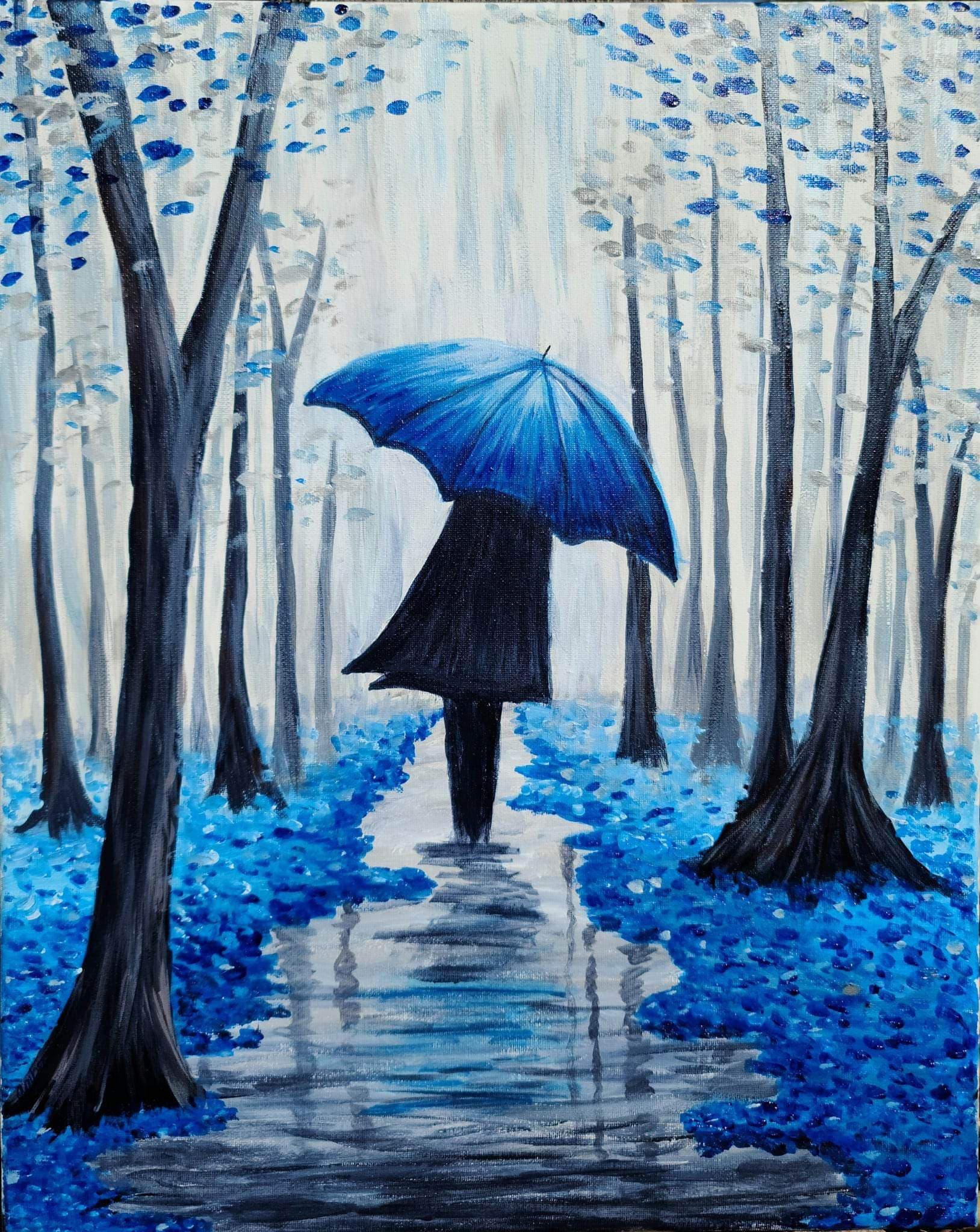 The Girl With the Blue Umbrella - Etsy