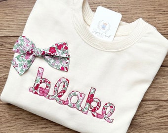 Girls Embroidered Applique Sweatshirt, Embroidered Sweatshirt for Toddler, Toddler Name Sweatshirt, Girls Monogram Sweatshirt, Personalized